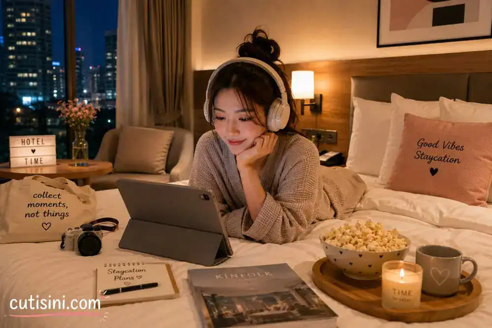 bawa headphone untuk hiburan saat staycation