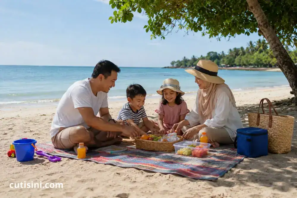 aktivitas piknik di pantai
